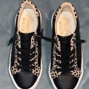 Blowfish Black and Leopard Print slip-on Sneakers
